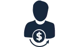 Icono que representa el reembolso de dinero del seguro automotriz a una persona